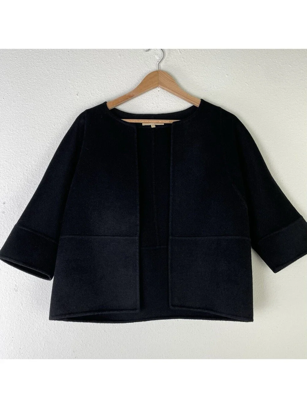 Michael Kors Virgin Wool Angora Blend Open Front Blazer Jacket Black Size 10